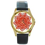 Celtic Mandala_red Round Gold Metal Watch