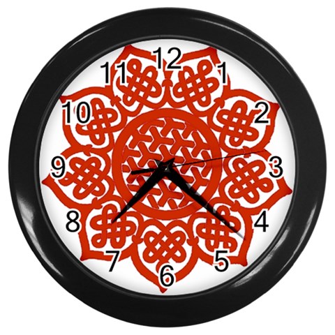 Celtic Mandala_red Wall Clock (Black) from ArtsNow.com Front