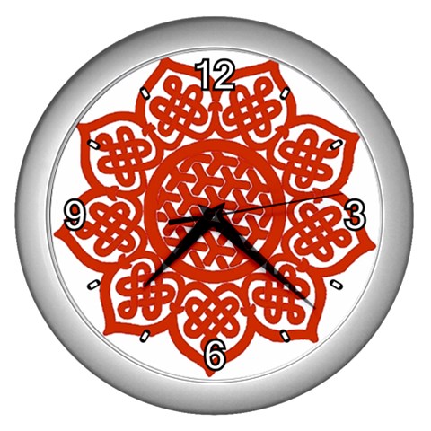 Celtic Mandala_red Wall Clock (Silver) from ArtsNow.com Front