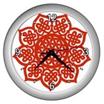 Celtic Mandala_red Wall Clock (Silver)