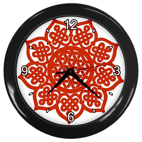 Celtic Mandala_red Wall Clock (Black) from ArtsNow.com Front