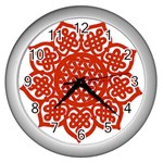 Celtic Mandala_red Wall Clock (Silver)