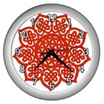 Celtic Mandala_red Wall Clock (Silver)