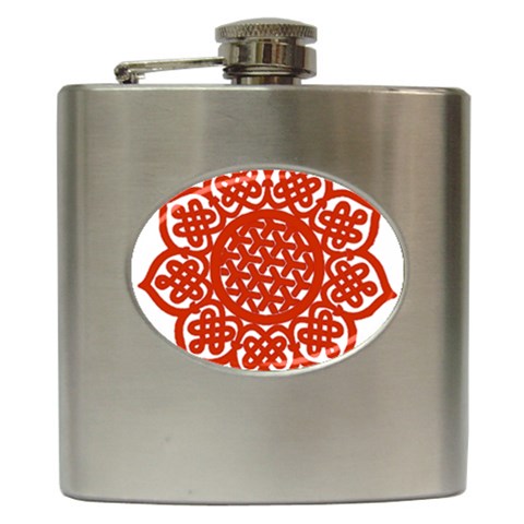 Celtic Mandala_red Hip Flask (6 oz) from ArtsNow.com Front