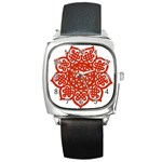 Celtic Mandala_red Square Metal Watch