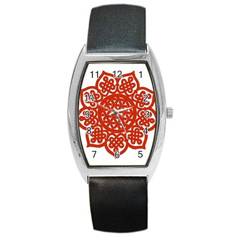 Celtic Mandala_red Barrel Style Metal Watch from ArtsNow.com Front