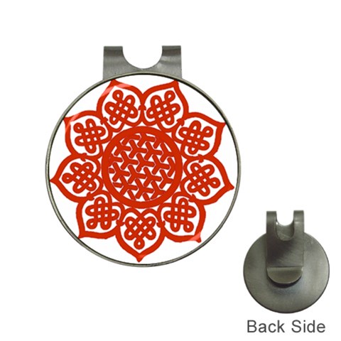 Celtic Mandala_red Golf Ball Marker Hat Clip from ArtsNow.com Front