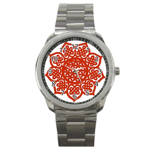 Celtic Mandala_red Sport Metal Watch from ArtsNow.com Front