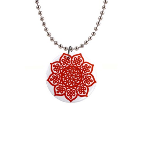 Celtic Mandala_red 1  Button Necklace from ArtsNow.com Front