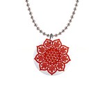 Celtic Mandala_red 1  Button Necklace