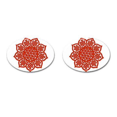 Celtic Mandala_red Cufflinks (Oval) from ArtsNow.com Front(Pair)