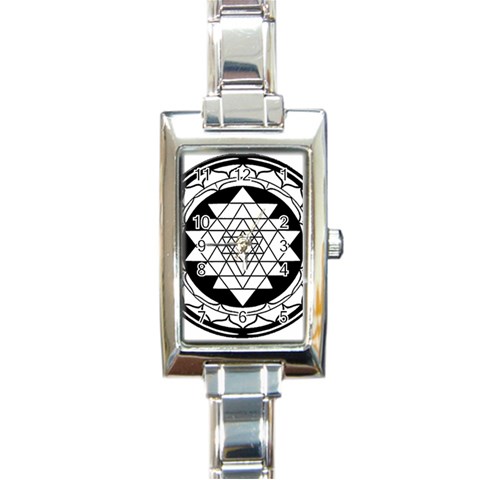 Mandala Black&White Rectangular Italian Charm Watch from ArtsNow.com Front