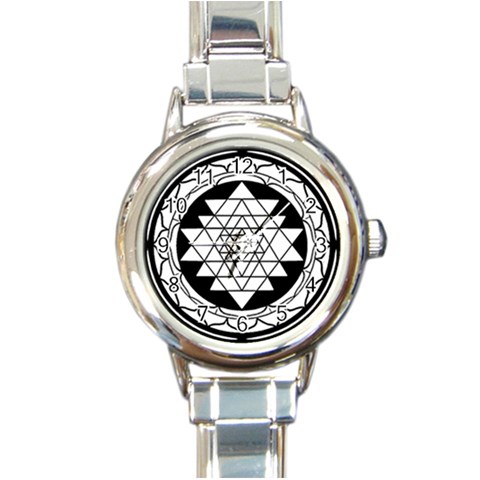 Mandala Black&White Round Italian Charm Watch from ArtsNow.com Front