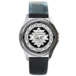 Mandala Black&White Round Metal Watch