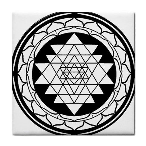 Mandala Black&White Tile Coaster from ArtsNow.com Front