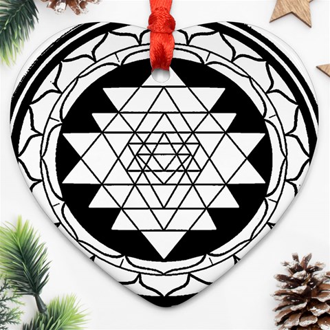 Mandala Black&White Ornament (Heart) from ArtsNow.com Front