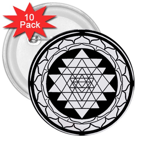 Mandala Black&White 3  Button (10 pack) from ArtsNow.com Front