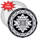 Mandala Black&White 3  Button (10 pack)