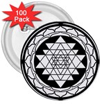 Mandala Black&White 3  Button (100 pack)