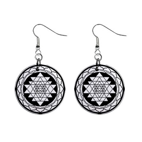 Mandala Black&White 1  Button Earrings from ArtsNow.com Front