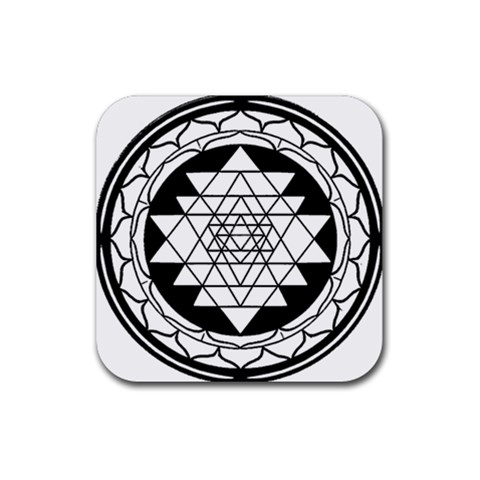 Mandala Black&White Rubber Coaster (Square) from ArtsNow.com Front