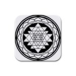 Mandala Black&White Rubber Square Coaster (4 pack)