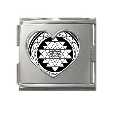 Mandala Black&White Mega Link Heart Italian Charm (18mm) from ArtsNow.com Front