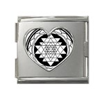 Mandala Black&White Mega Link Heart Italian Charm (18mm)