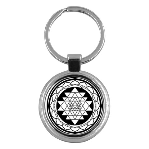 Mandala Black&White Key Chain (Round) from ArtsNow.com Front