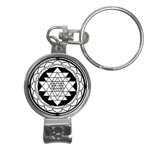 Mandala Black&White Nail Clippers Key Chain from ArtsNow.com Front