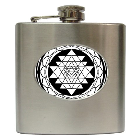 Mandala Black&White Hip Flask (6 oz) from ArtsNow.com Front