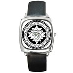 Mandala Black&White Square Metal Watch