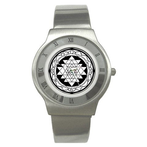 Mandala Black&White Stainless Steel Watch from ArtsNow.com Front