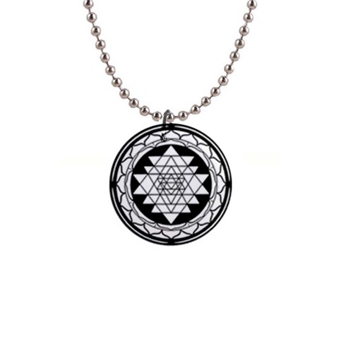 Mandala Black&White 1  Button Necklace from ArtsNow.com Front