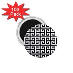 Black white Greek Key 1.75  Magnet (100 pack) 