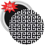 Black white Greek Key 3  Magnet (100 pack)