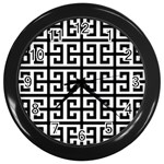 Black white Greek Key Wall Clock (Black)