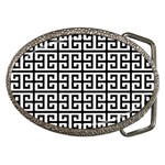 Black white Greek Key Belt Buckle