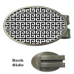 Black white Greek Key Money Clip (Oval)