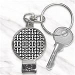 Black white Greek Key Nail Clippers Key Chain