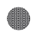 Black white Greek Key Rubber Coaster (Round)