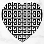 Black white Greek Key Jigsaw Puzzle (Heart)