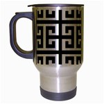 Black white Greek Key Travel Mug (Silver Gray)