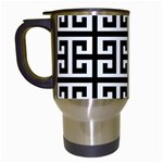 Black white Greek Key Travel Mug (White)