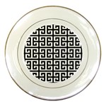 Black white Greek Key Porcelain Plate