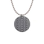 Black white Greek Key 1  Button Necklace