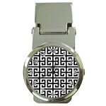 Black white Greek Key Money Clip Watch