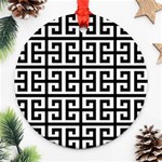 Black white Greek Key Round Ornament (Two Sides)