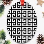 Black white Greek Key Oval Ornament (Two Sides)