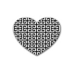 Black white Greek Key Rubber Coaster (Heart)